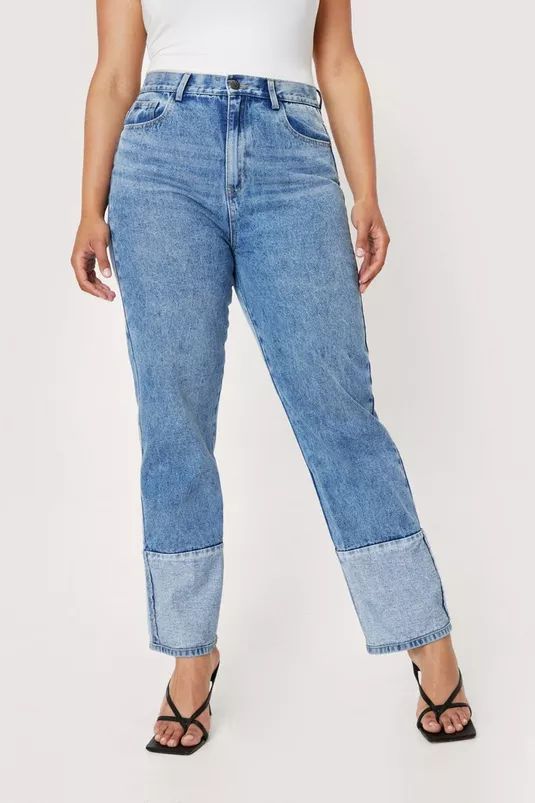 Plus Size Organic Denim Contrast Hem Jeans | Nasty Gal (US)