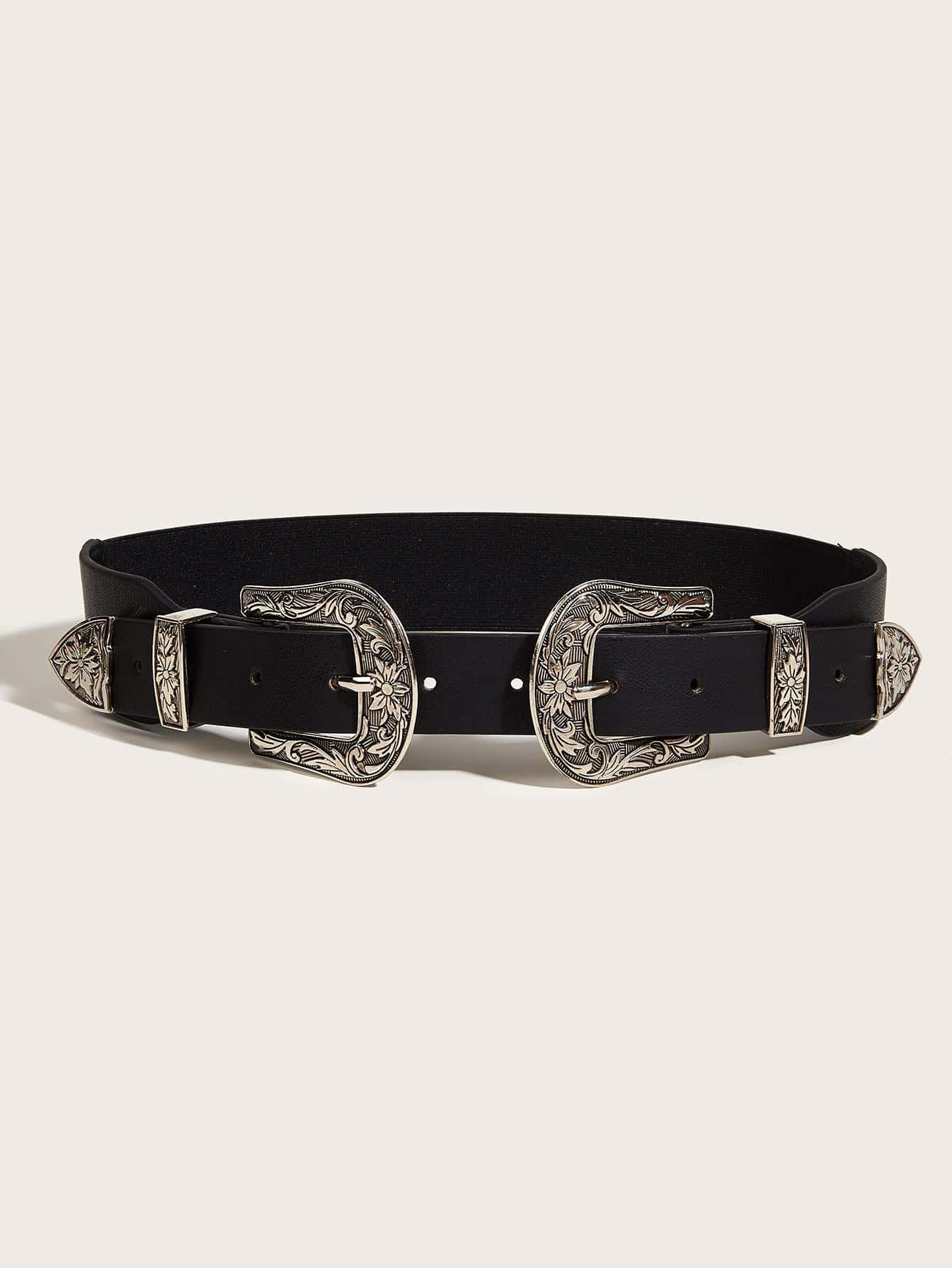 1pc Women Floral Textured Geometric Buckle Vintage Belt For Daily Life | SHEIN