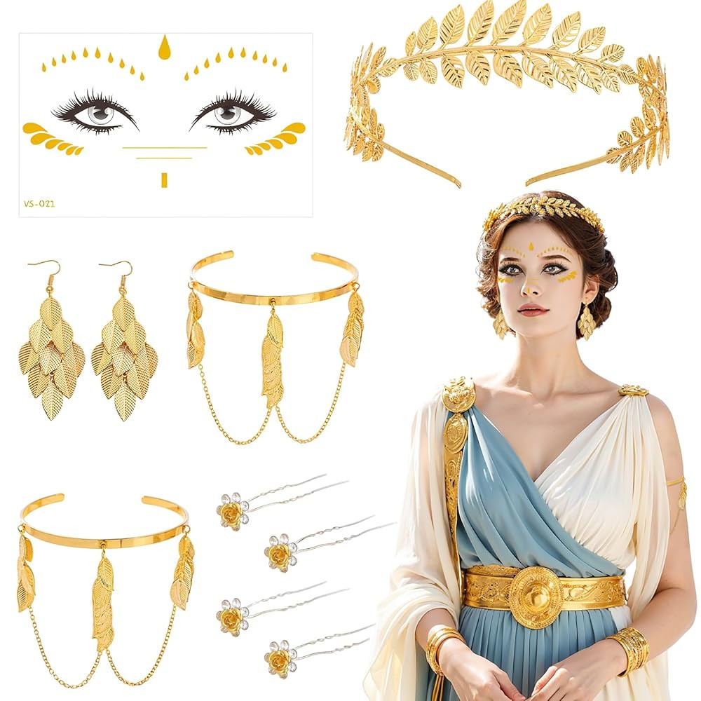 Kyndara 7Pcs Medusa Costume Accessories Set, Snake Jewelry Set with Necklace Headband Ring Earrin... | Amazon (UK)