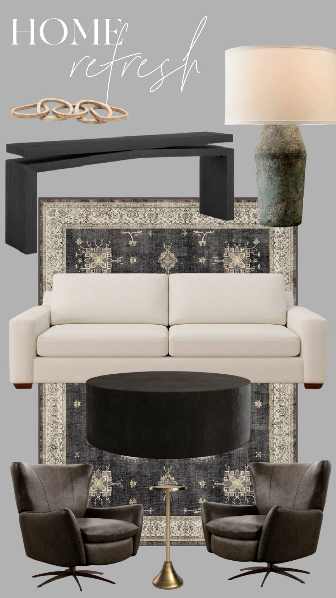 Pls re wrote for ltk, I’ve created this neutral modern chic living/family room space curated just for you! Rich dark wood tones, distressed black leather, comfy upholstery, plush plaid pillows, and brass accents. Enjoy!

#LTKSaleAlert #LTKFindsUnder100 #LTKHome