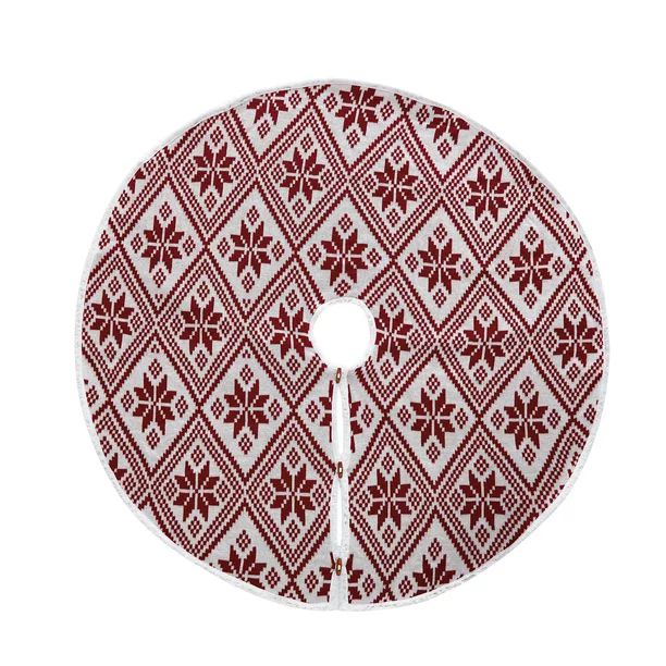 My Texas House Noah Red Acrylic Snowflake Knit Christmas Tree Skirt, 52" - Walmart.com | Walmart (US)