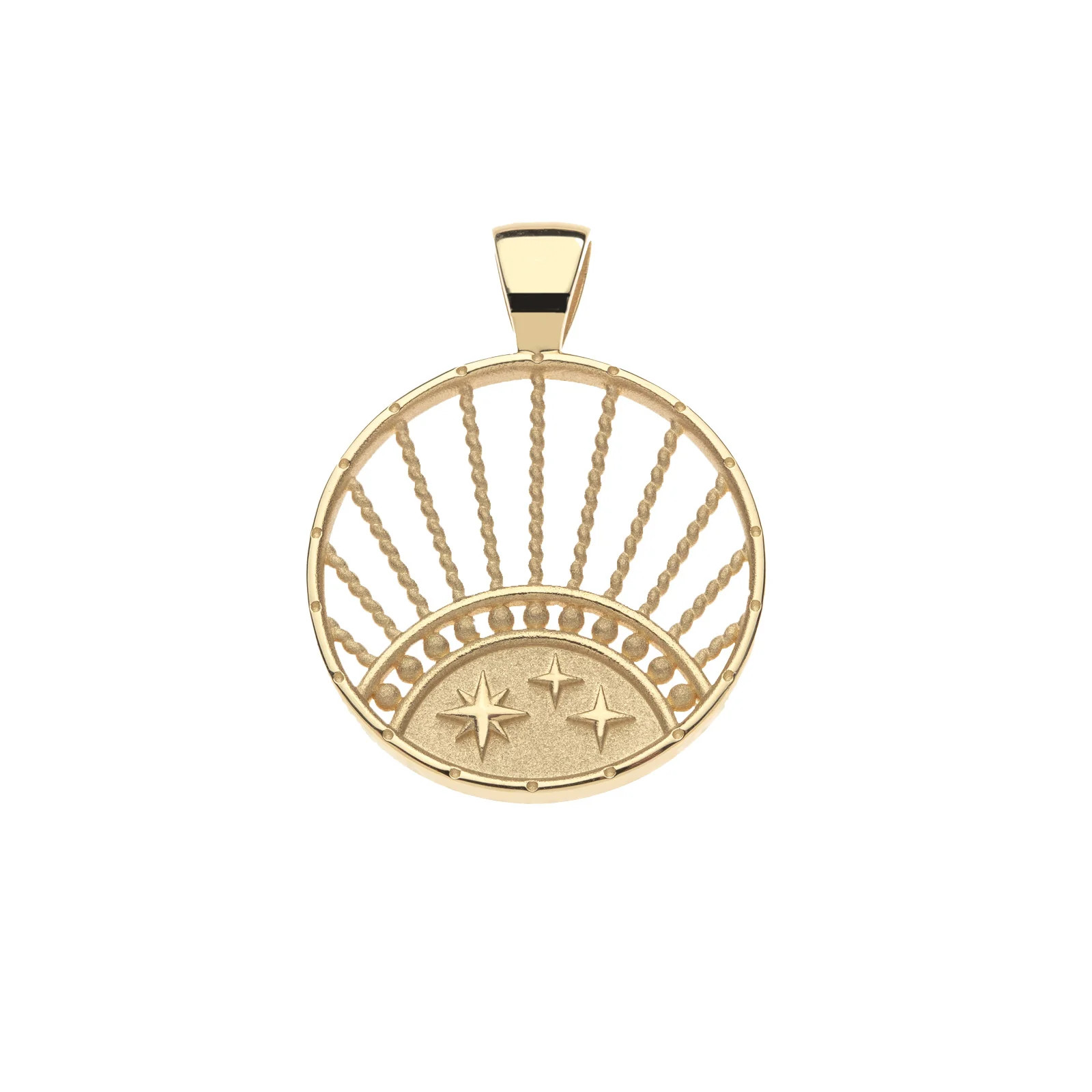 STRONG Rising Sun JW Cutout Pendant in Solid Gold | Jane Win