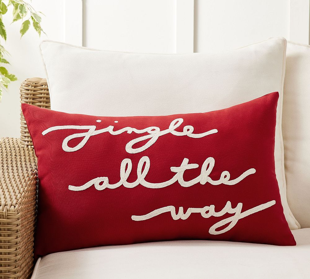 Jingle All The Way Outdoor Lumbar Pillow | Pottery Barn (US)