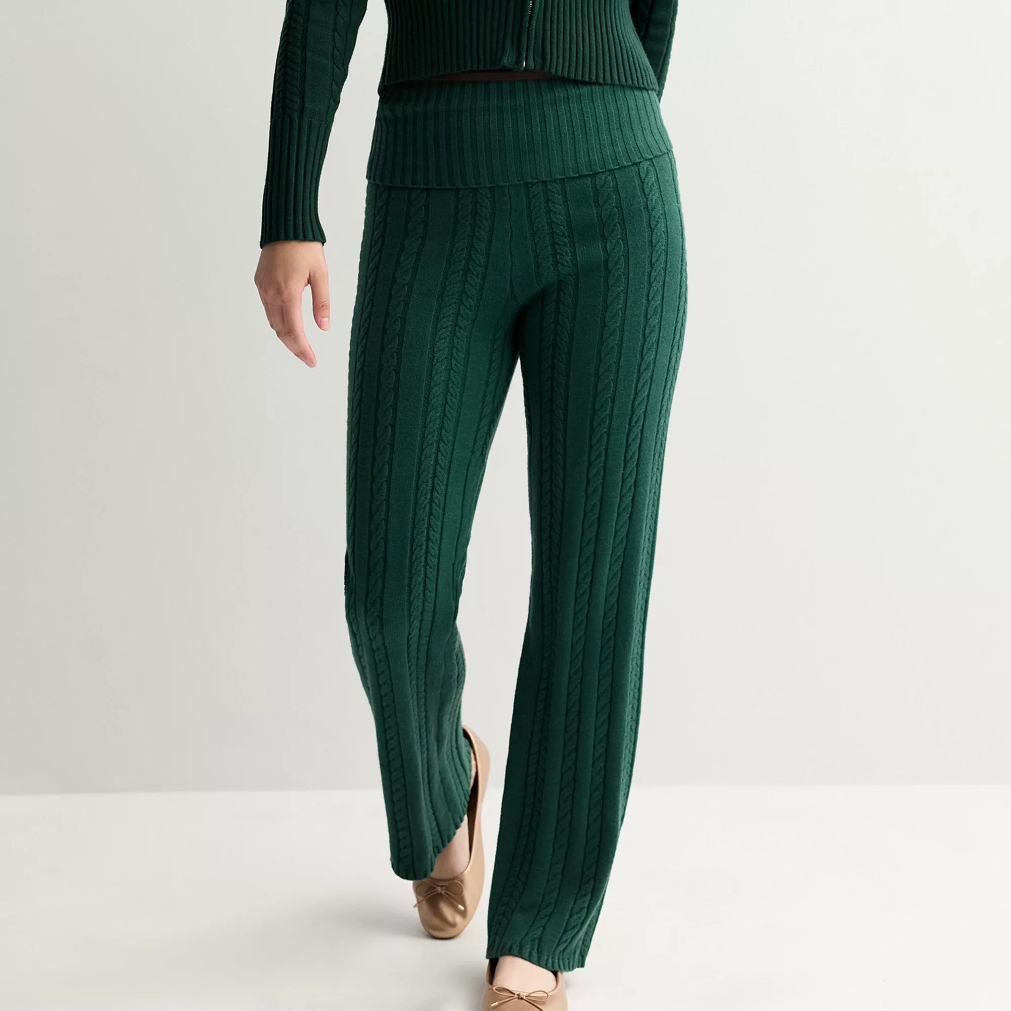 Juniors' Harper & Ivy Fold Over Cable Sweater Pants | Kohl's