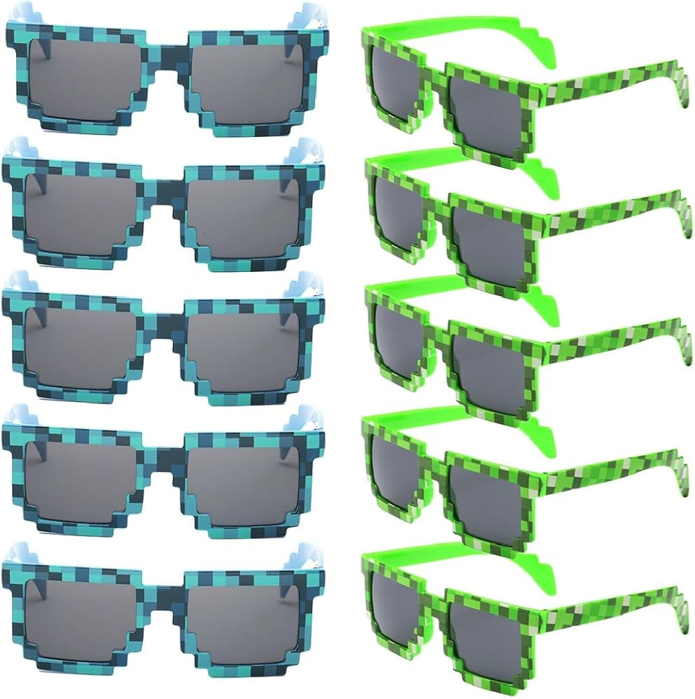 kilofly 10pc 8-Bit Pixel UV Protect Gamer Sunglasses Adult Kids Party Favors | Amazon (US)