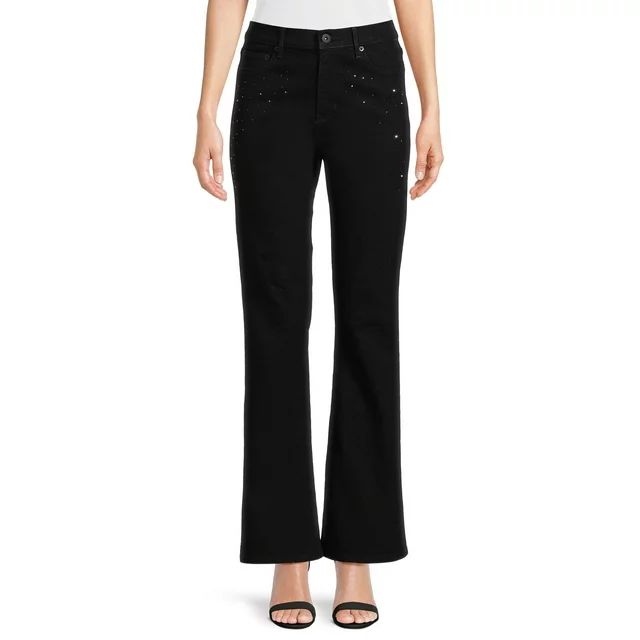 No Boundaries Juniors Rhinestone Flare Jeans, 31.5" Inseam, Sizes 1-21 | Walmart (US)