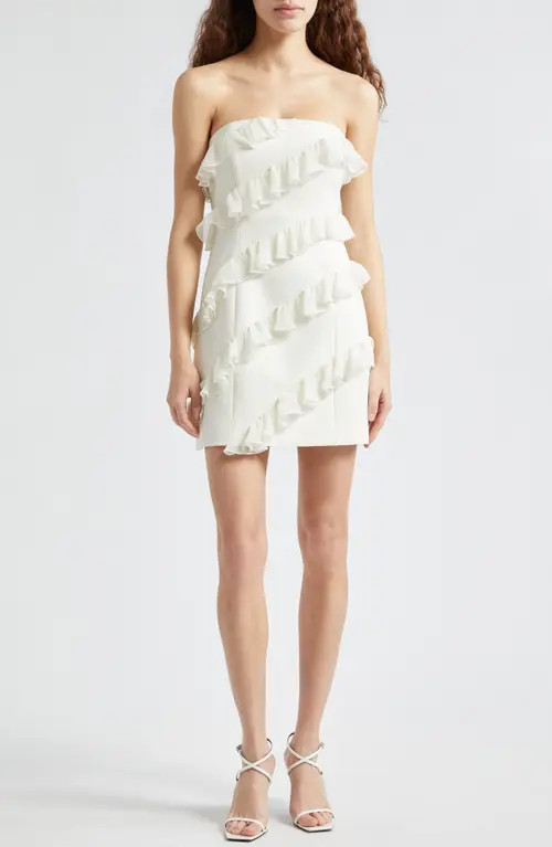 Cinq à Sept Ninette Ruffle Detail Strapless Minidress | Nordstrom | Nordstrom