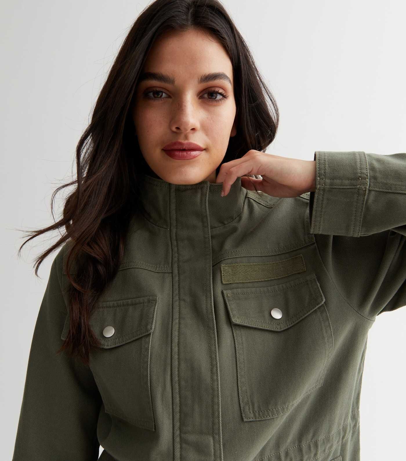Khaki High Neck Pocket Front Jacket
						
						Add to Saved Items
						Remove from Saved Items | New Look (UK)