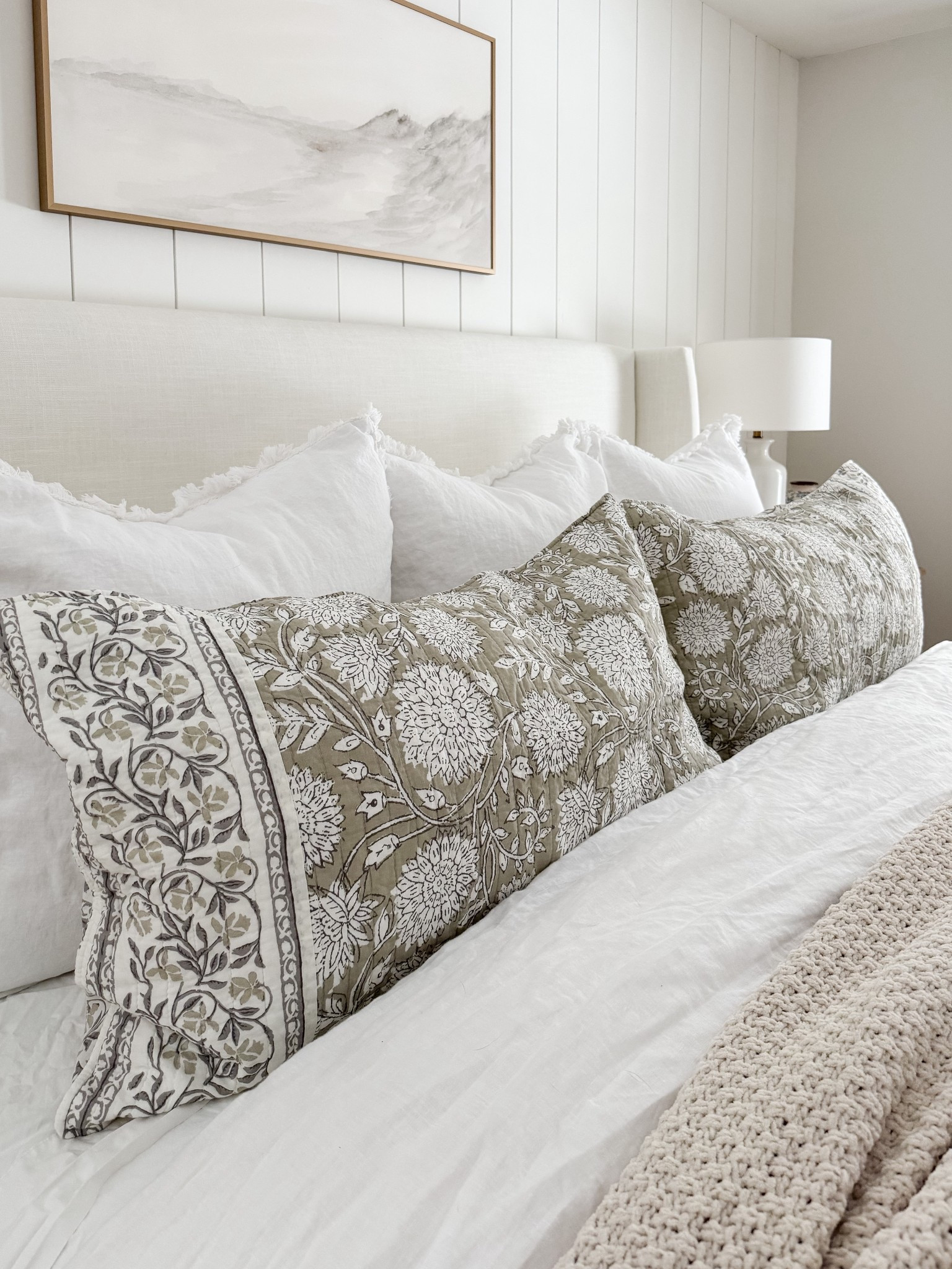 Amazon Neutral coastal bedroom with gingham bedding, layered throw blankets, textured knit coverlet, and soft patterned pillows. Light wood nightstands and white table lamps create a calm, layered spring bedroom look. 
Spring bedding, neutral bedroom decor, layered bedding, spring bedding, coastal bedroom, throw blanket, knit coverlet, patterned pillows, light wood nightstands, white table lamps, cozy bedroom, serene bedroom style, sherri calnan home

#LTKHome