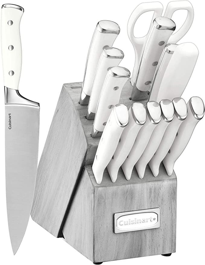 Cuisinart C77WTR-15P Classic Forged Triple Rivet, 15 Piece Set, White/Grey | Amazon (US)