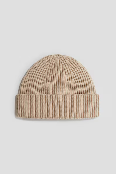 H & M - Rib-Knit Cotton Beanie - Beige | H&M (US + CA)