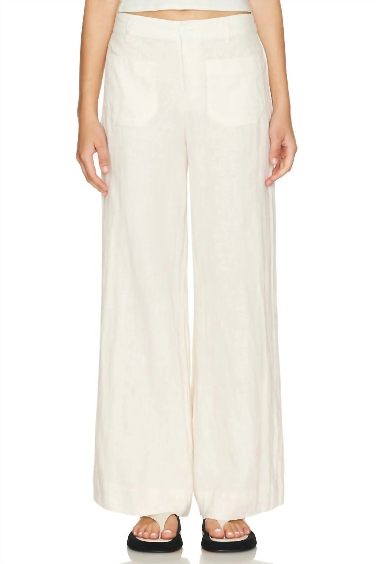 Linen Marine Wide Leg Pants In Birch | Shop Simon