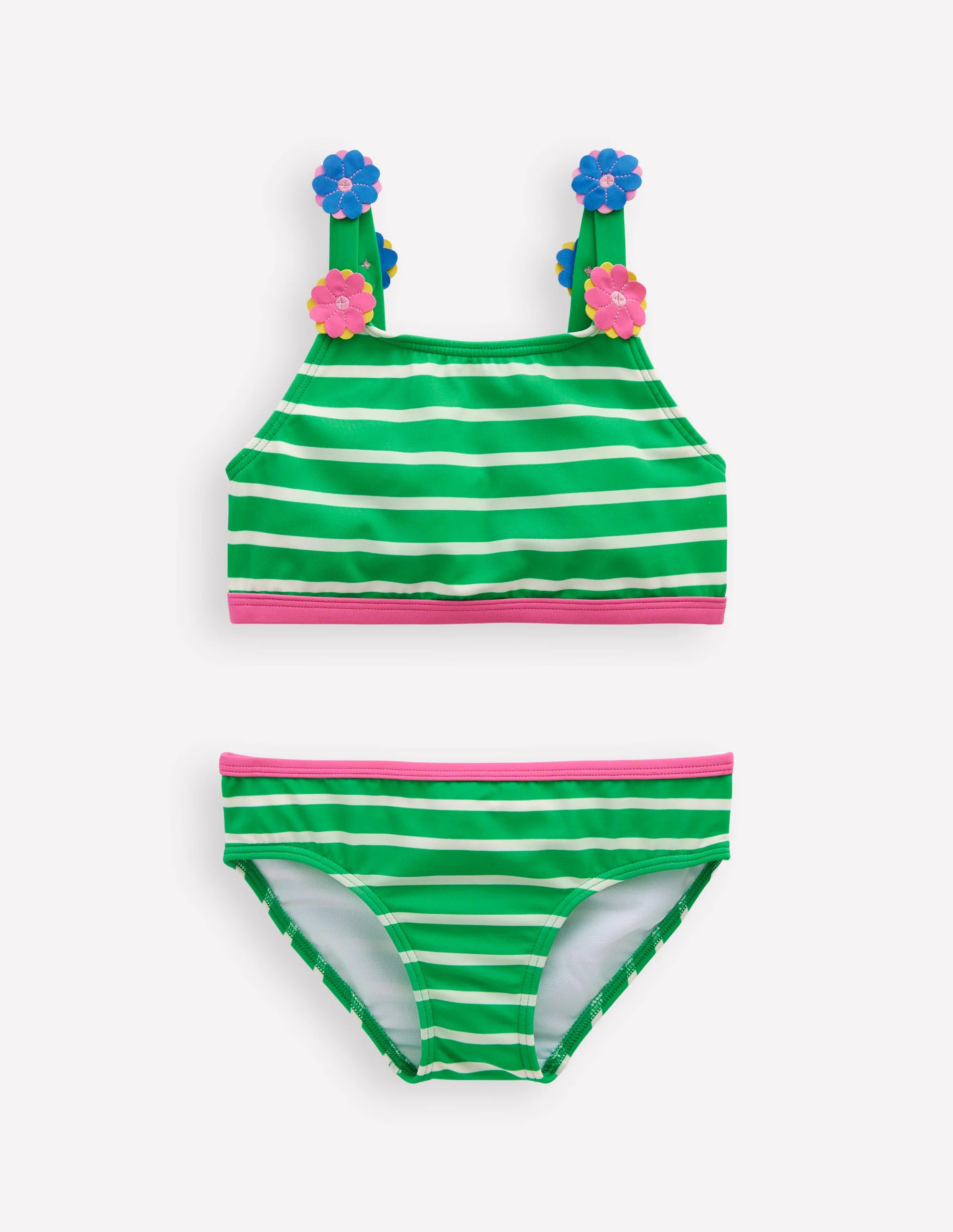 Applique Strap Bikini-Sapling Green Stripe Hearts | Boden (US)