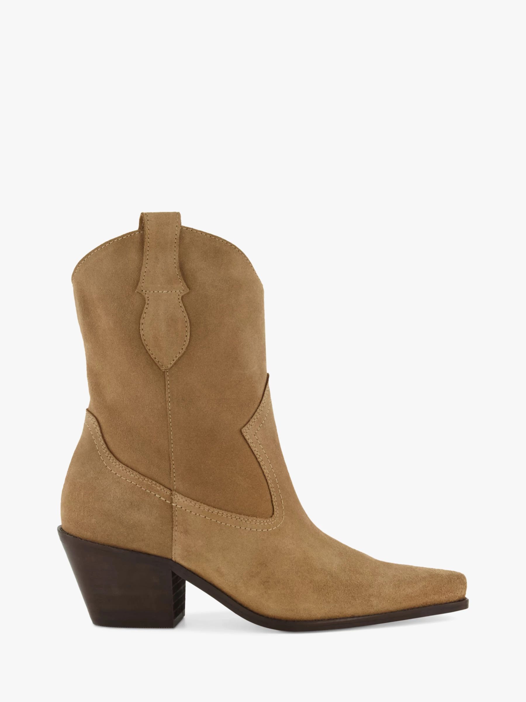 Dune Pardner Suede Cowboy Boots, Sand-suede | John Lewis (UK)