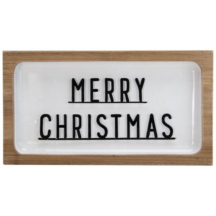 Northlight 13" White and Brown "Merry Christmas" 3D Wooden Christmas Wall or Tabletop Decor | Target