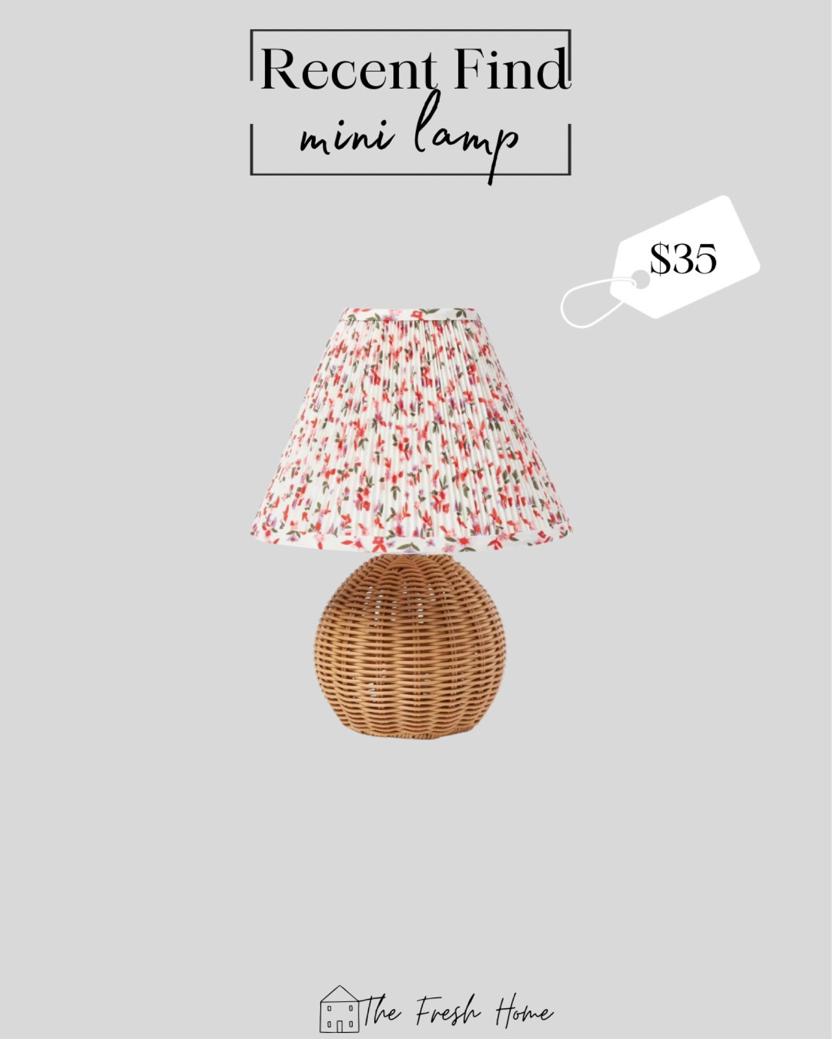 Sweet mini lamp! Wicker lamp with floral lamp shade. 

#LTKHome #LTKFindsUnder50