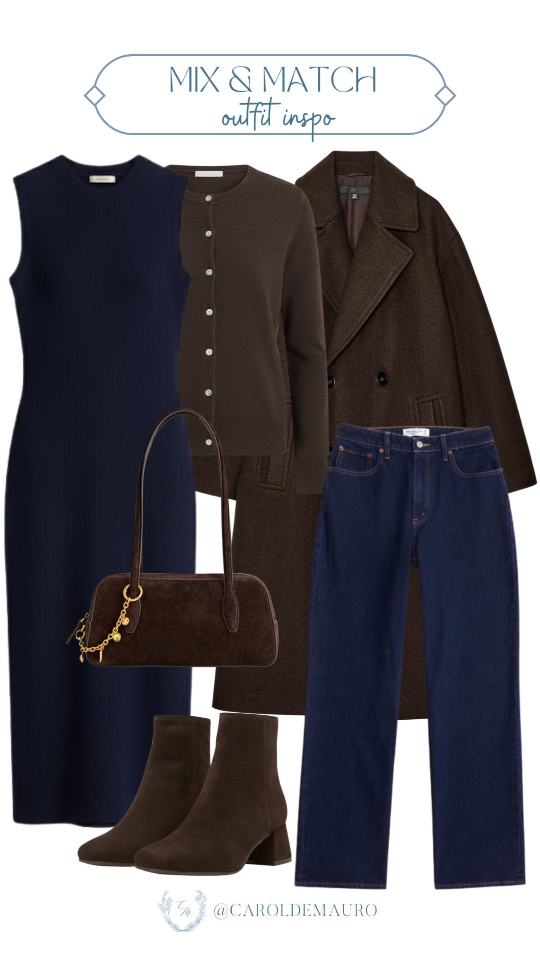 Navy and brown for the win! Obsessed with this color combo for winter – from the dark wash denim, a cozy knit cardigan and dress, and a great pair of boots. It's cozy enough for everyday but still looks totally put together. Definitely my kind of winter uniform!

monochrome look, minimalist style, casual chic, elevated basics, wardrobe refresh, brunch outfit, winter fashion, suede finds

#LTKU #LTKFindsUnder100 #LTKSeasonal