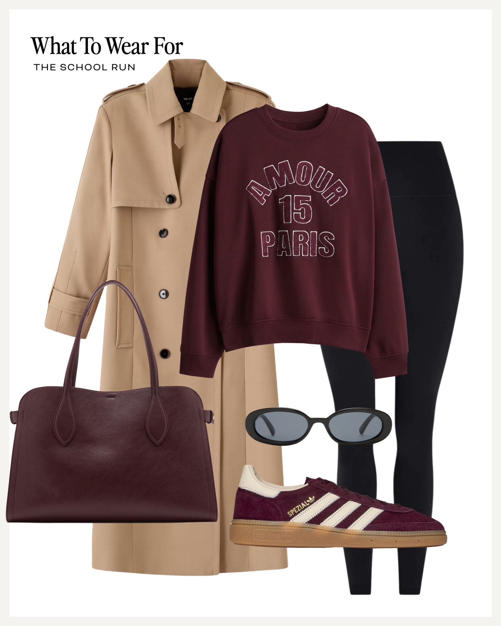 Autumn outfit ideas

Burgundy logo sweatshirt / H&M new in / burgundy tote bag / adidas spezials / trench coat / black leggings 

#LTKuk #LTKautumn