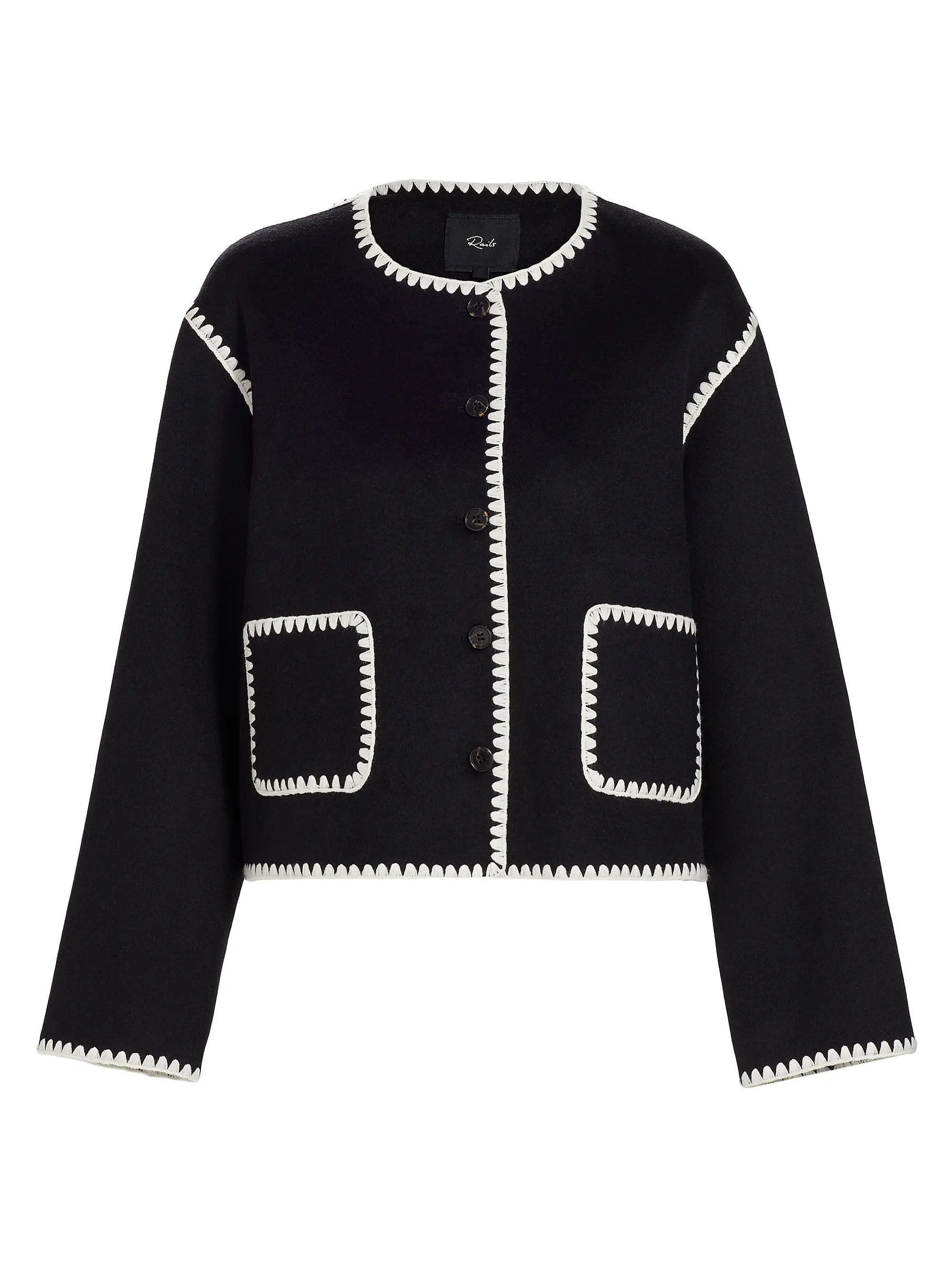 Shop Rails Melanie Contast-Trim Wool-Blend Sweater | Saks Fifth Avenue | Saks Fifth Avenue