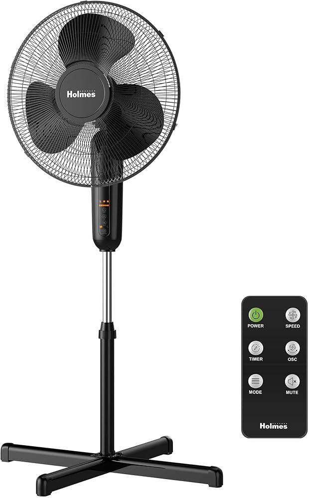 HOLMES 16" Digital Stand Fan, 80° Oscillation, 3 Speeds, 3 Modes, 7.5 Hour Timer, Adjustable Hei... | Amazon (US)