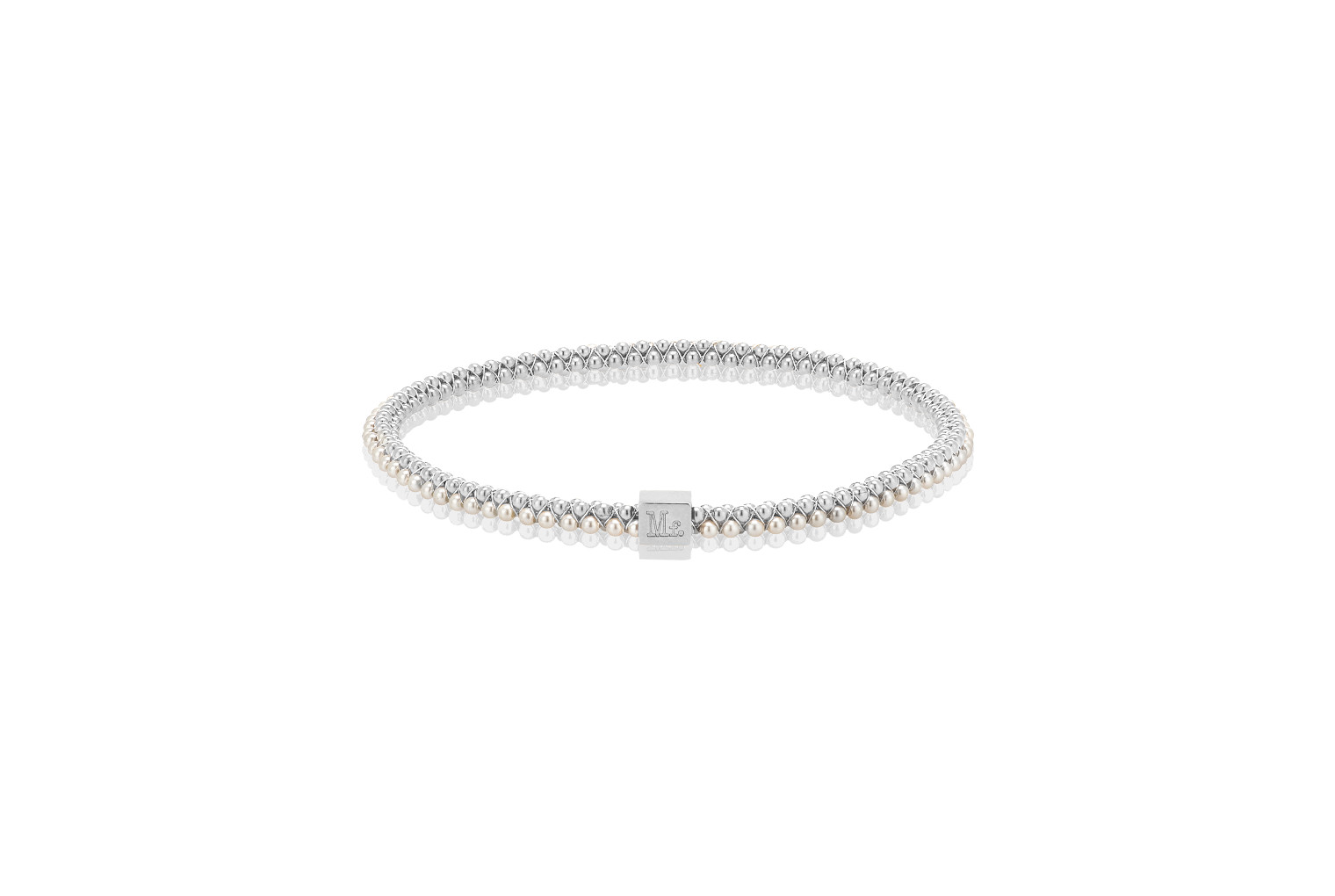 Halo Bangle Pearl Sterling Silver | Silver Pearl Bracelet | Mignon Faget | Mignon Faget