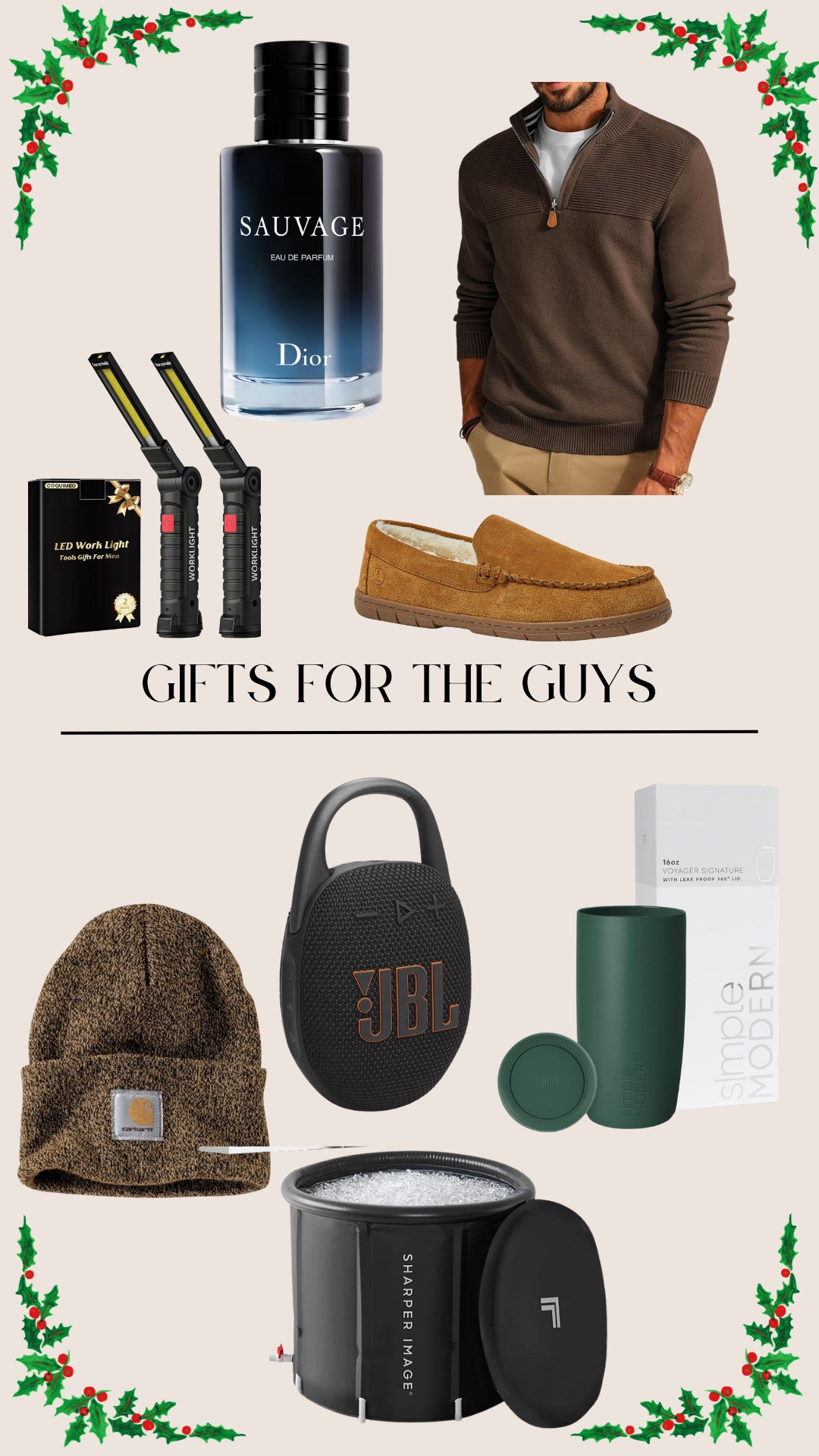 Gifts for the Guys!

slippers, cologne, ice plunge, beanie, cup, speaker 

 #LTKGiftGuide #LTKHoliday #LTKFindsUnder100
