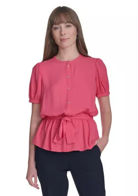 Tommy Hilfiger Women's Solid Belted Blouse | Belk