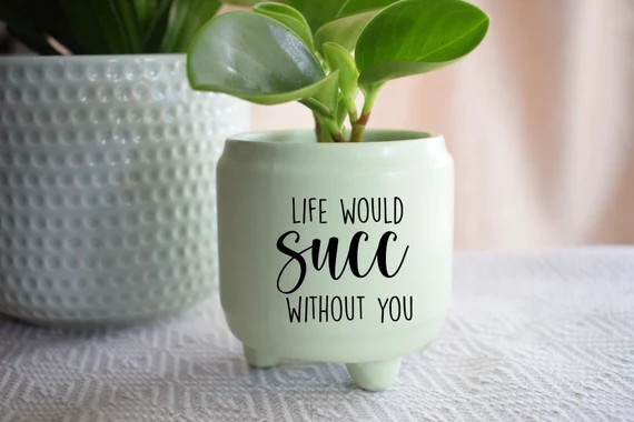 Life Would Succ Without You  - Planter Decal Only - Inspirational - Plant Lover Gift - Customized | Etsy (US)