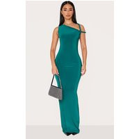 Petite Emerald Green Twist Shoulder Slinky Maxi Dress | PrettyLittleThing US