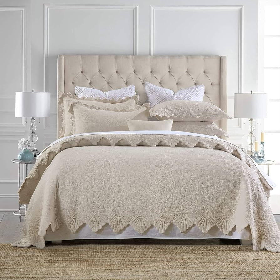 Brandream Queen Size Quilt Set Cotton Beige Quilts Luxury Farmhouse Bedding Set Lightweight Cover... | Amazon (US)