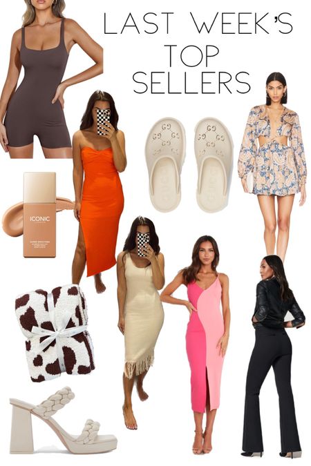 Last Week’s Top Sellers 
Mid May
-
1. Amazon Romper Jumpsuit 
2. Gucci Lookalike Clogs 
3. Iconic London Blurring Skin Tint
4. Dolce Vita Ashby Heels
5. Spanx Trouser Pants
6. More to Come Floral Dress 
7. Petal and Pup Camela Dress
8. Crochet Fringe Dress
9. Strapless Twist Detail Dress
10. Styles Collection Cow Print Blanket 



#LTKstyletip #LTKshoecrush #LTKbeauty