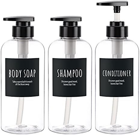 16.9oz Shampoo and Conditioner Bottles, Segbeauty 3pcs 500ml Refillable Shampoo Bottles For Showe... | Amazon (US)
