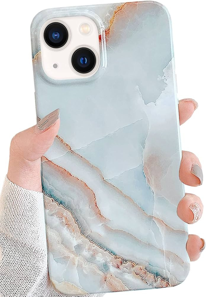 J.west Case Compatiable with iPhone 13 6.1 inch,Unique Grey Marble Print Pattern Agate Slice Ston... | Amazon (US)