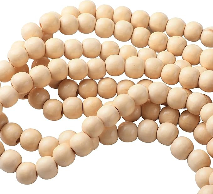 FairySandy 39.3 ft Christmas Wood Bead Garland Xmas Bead Garland Round Craft Bead Garland Christm... | Amazon (US)