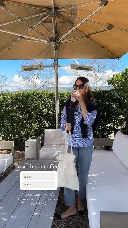 Wearing the classics for an easy spring outfit 〰️ blue and white striped shirt, navy sweater, light denim paired with ballet flats #LTKSpringSale 



#LTKSeasonal #LTKstyletip