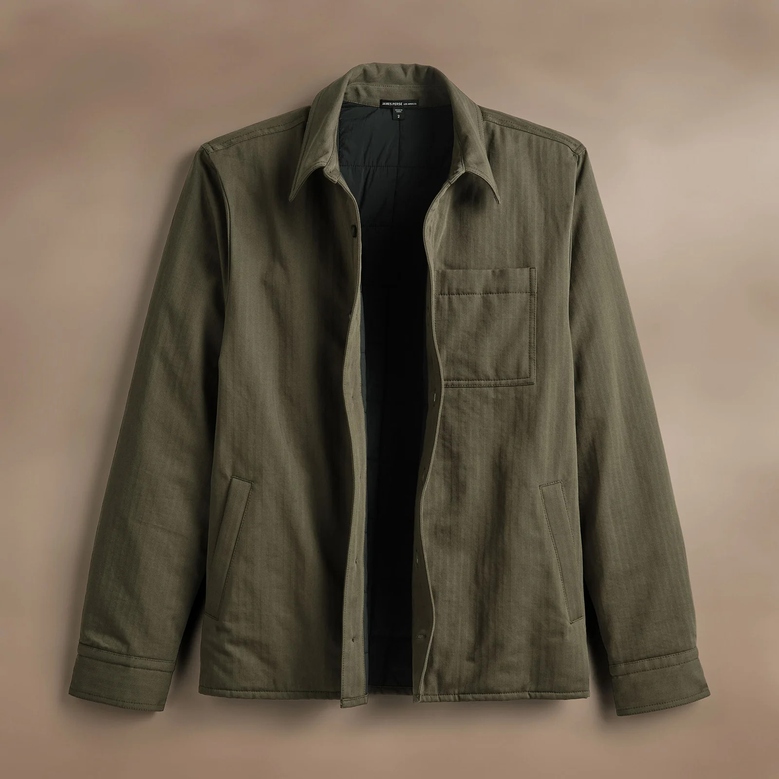Herringbone Shirt Jacket - Army Green | James Perse Los Angeles | James Perse (US)