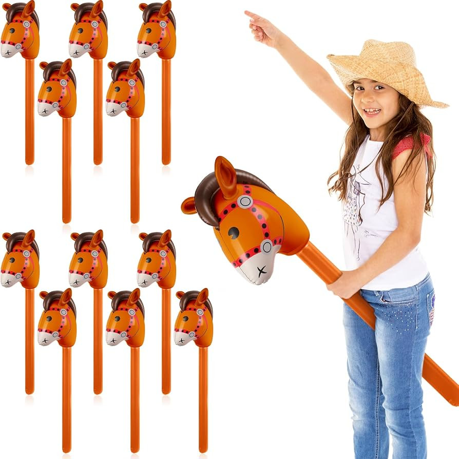 Chivao 12 Piece Stick Horse Inflatable Kids,Coffee Color | Amazon (US)