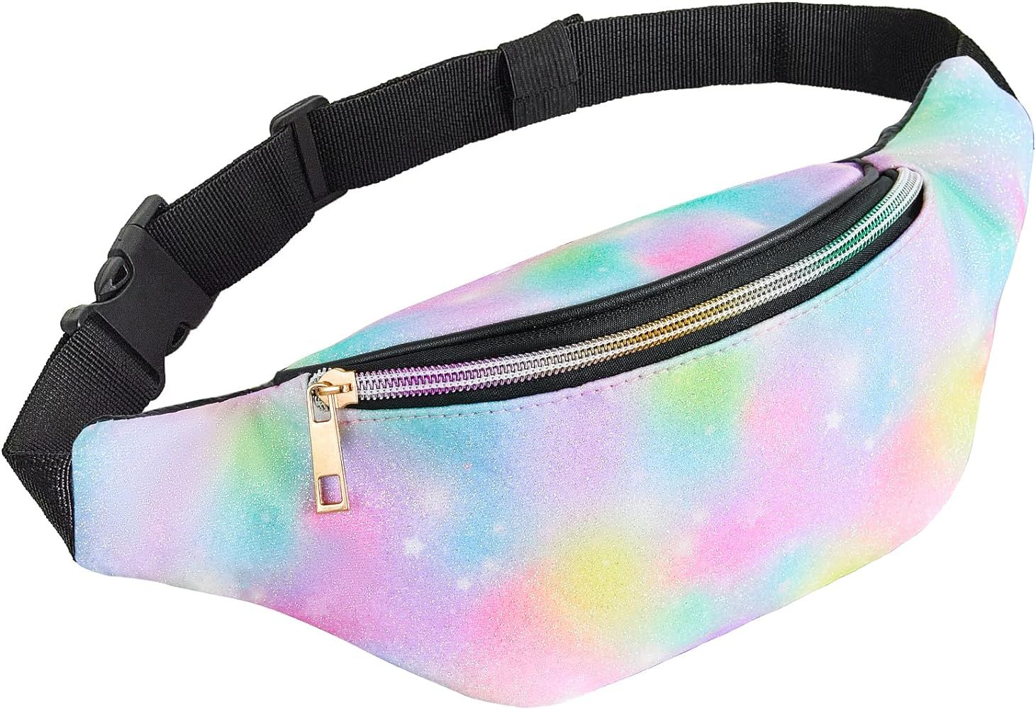 Fanny Pack for Kids, Glitter Waist Bag Shiny Bags with Adjustable Belt for Children Sport Running... | Amazon (US)