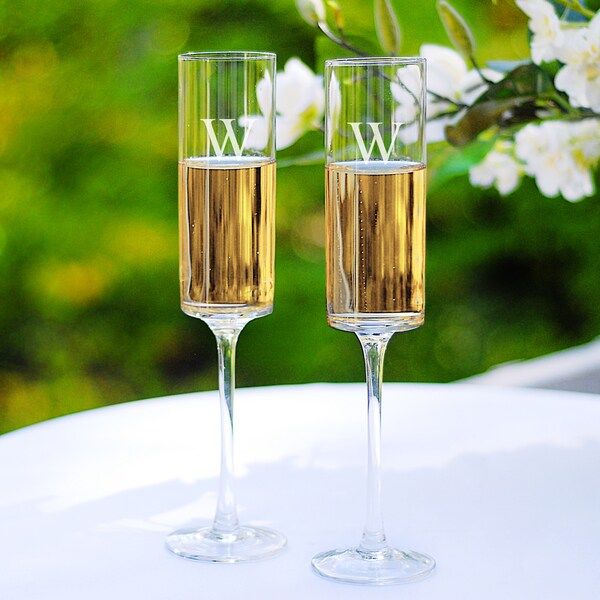 Personalized Contemporary Champagne Flutes | Bed Bath & Beyond