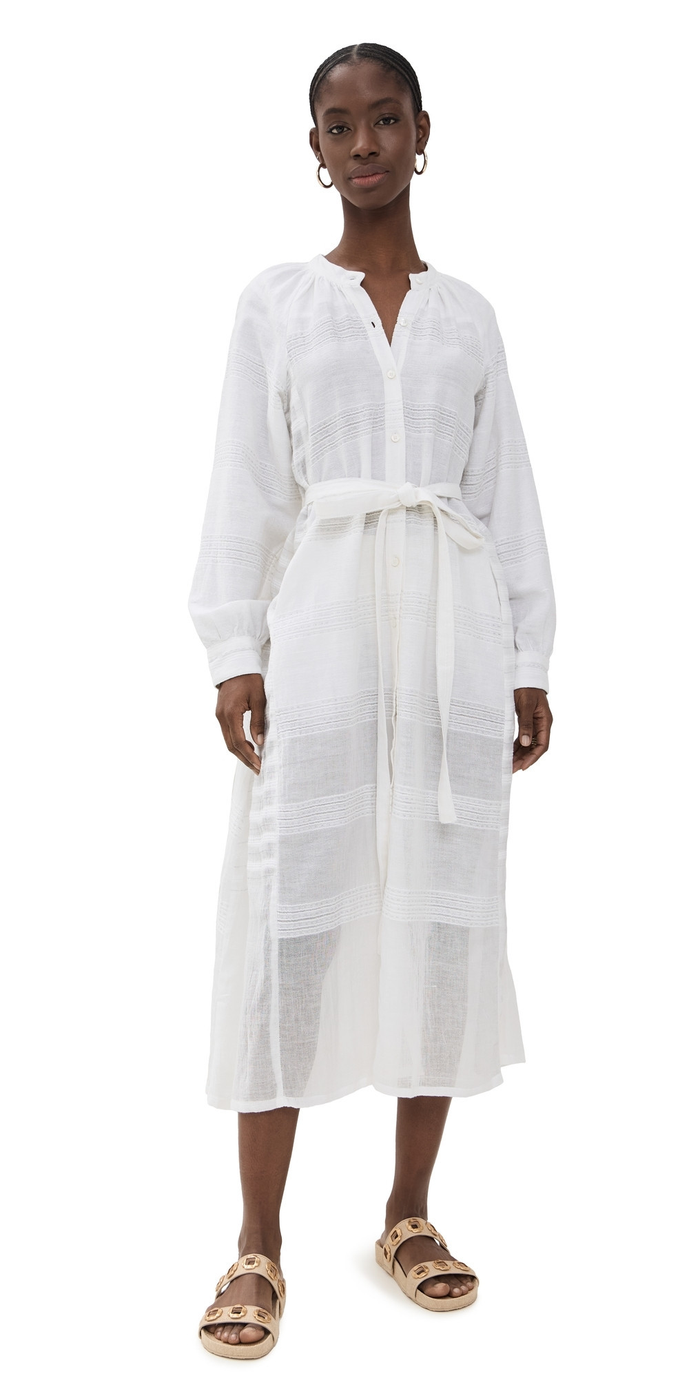 lemlem Makeda Button Up Dress Abira White L | Shopbop
