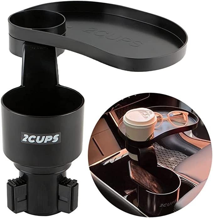 2CUPS Car Cup Holder Expander and Attachable Tray, Fits Yeti / Hydroflasks / Nalgene 16-40 oz. Du... | Amazon (US)