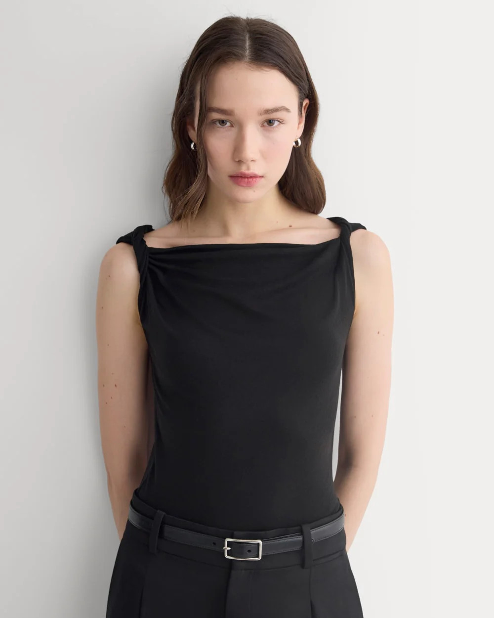Cowl Neck Twist Tank in Butterluxe | Black | Everlane