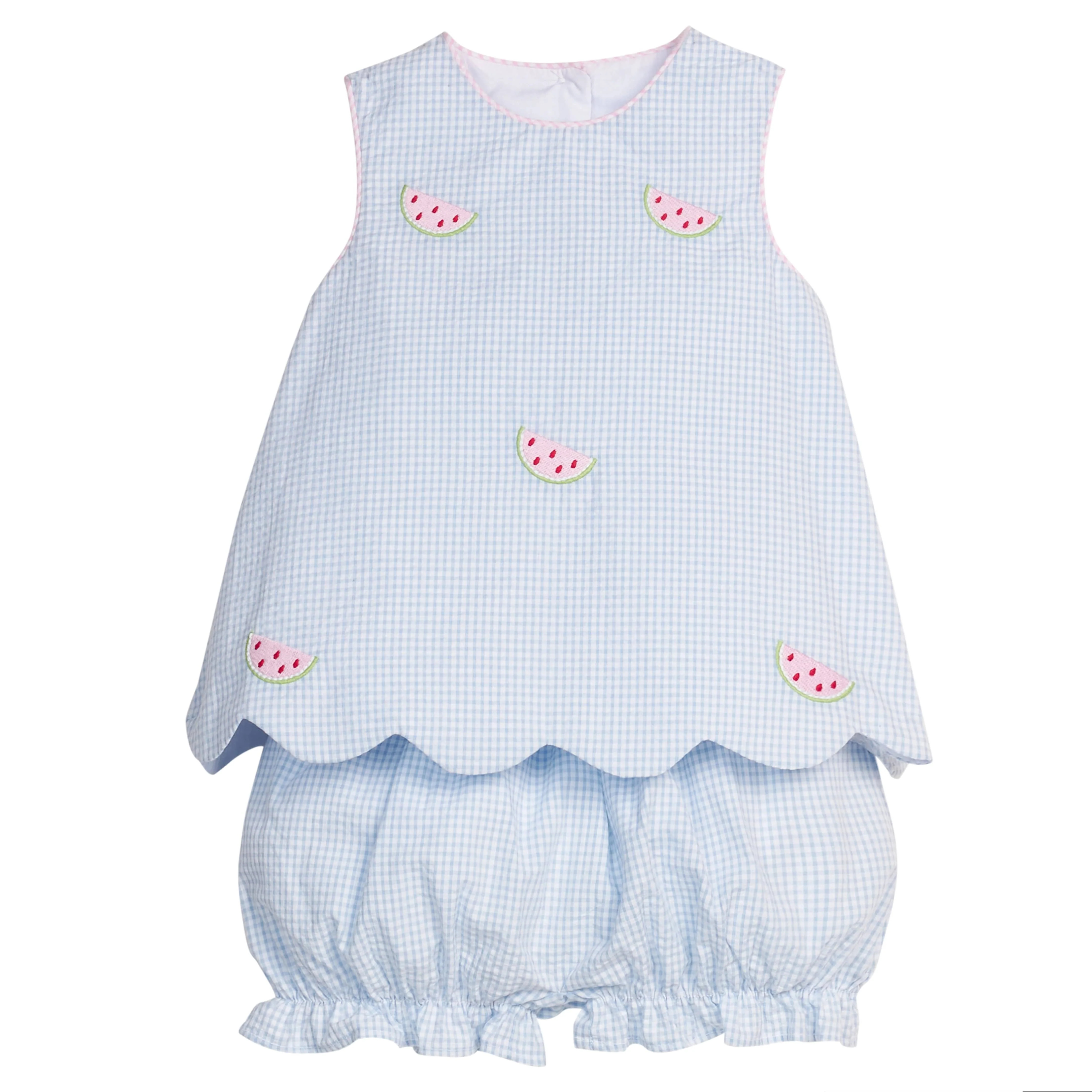 Watermelon Embroidered Bow Back Bloomer Set - Baby Girl | Little English