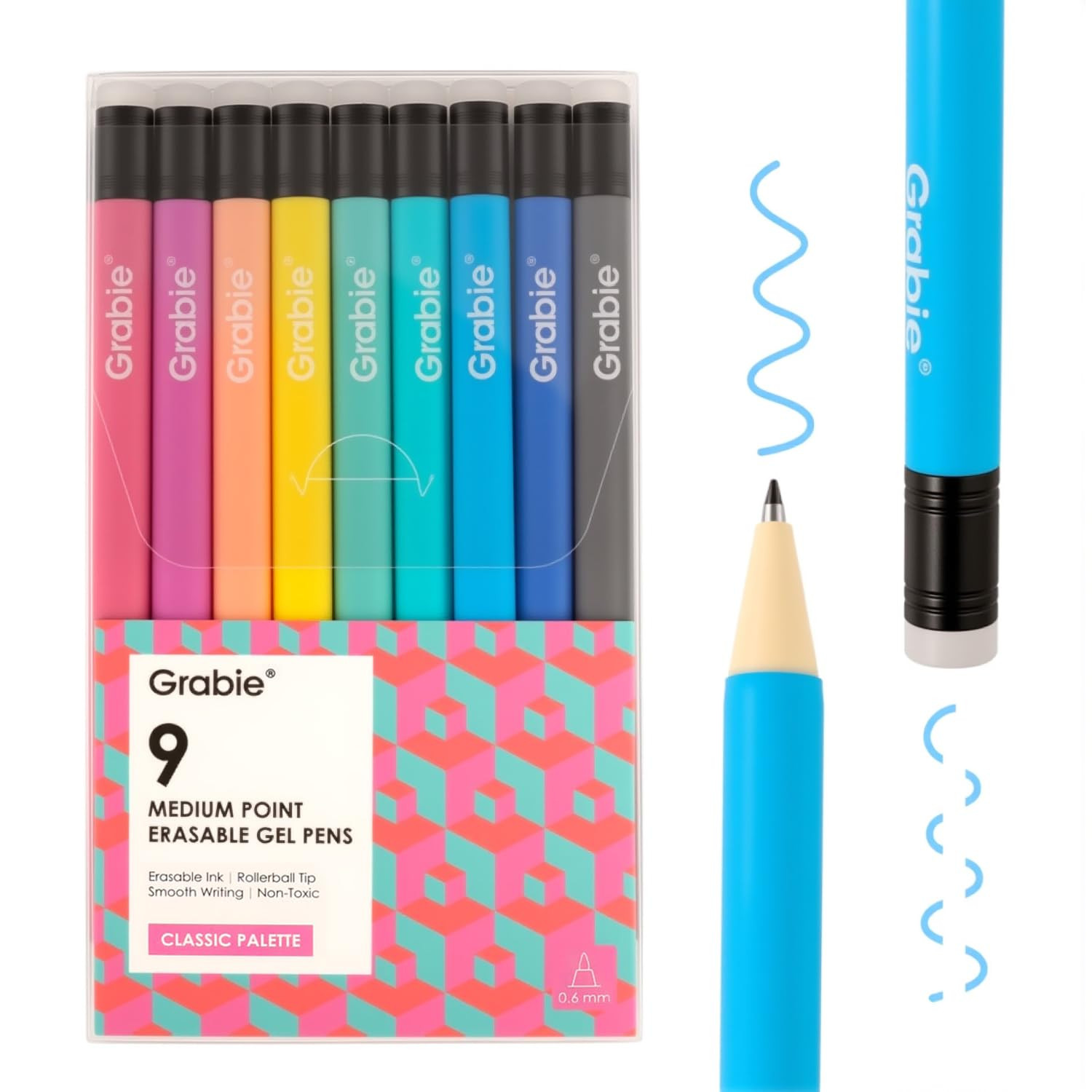 Grabie Erasable Gel Pens, 9 Colors Erasable Pens, Make Mistakes Disappear Colored Pens, Assorted ... | Amazon (US)