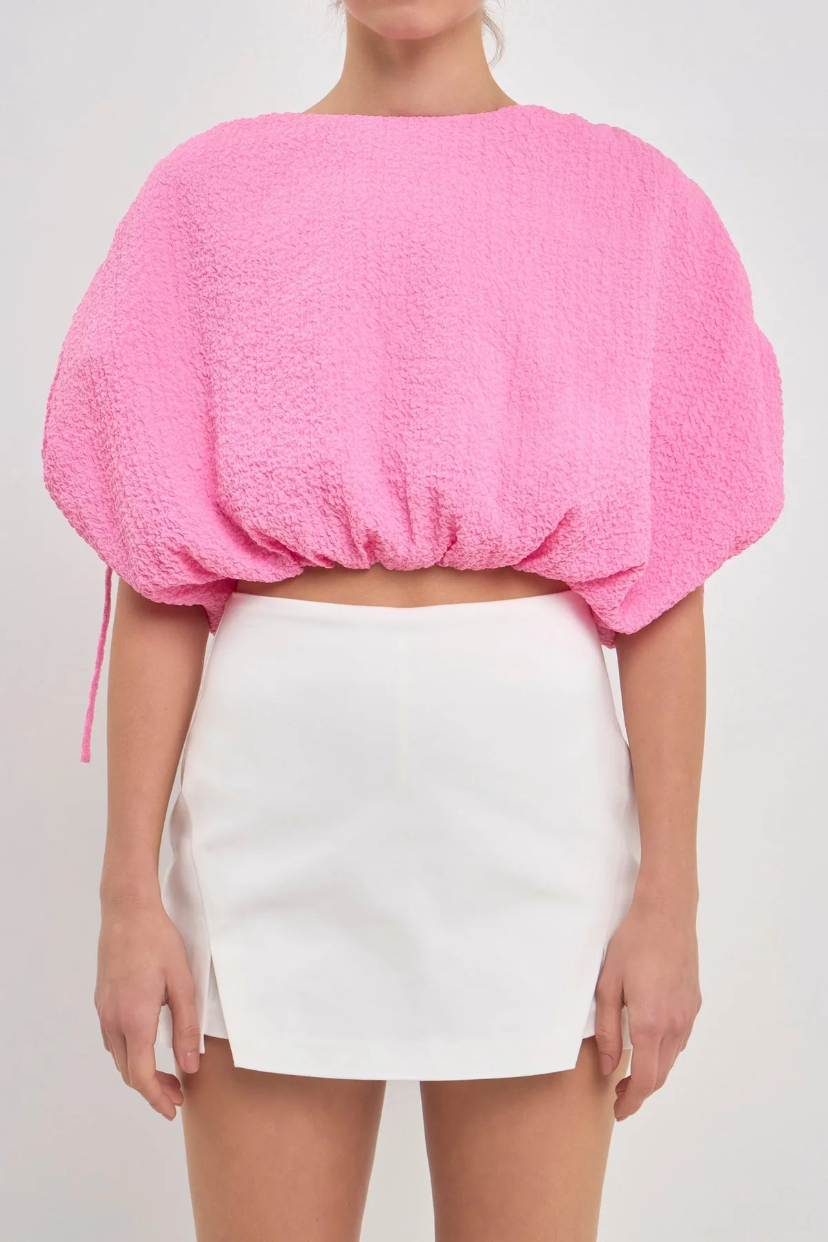 Voluminous Cropped Top with Drawstring detail | OBJECTRARE