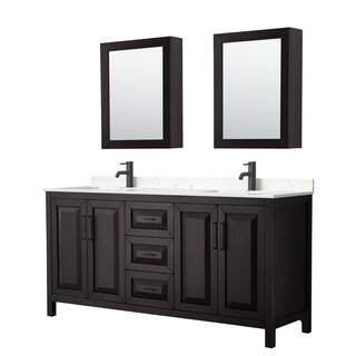 Daria 72 in. W x 22 in. D x 35.75 in. H Double Bath Vanity in Dark Espresso w/ Carrara Cultured Marble Top , MC Mirrors | The Home Depot