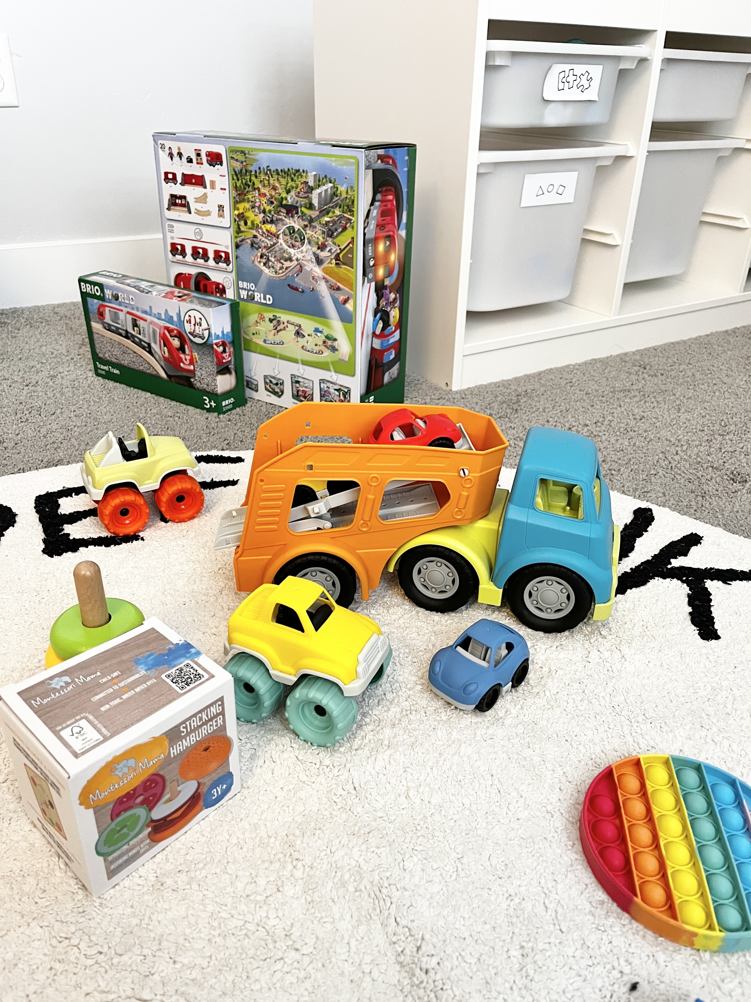 Playroom toys for babies to toddlers age 6 months to 24 months 

Great as first birthday gifts or Christmas gifts 

Toddler boy gift 
Baby boy gift 

Train set 

Fidget popper 

Playroom storage and furniture 

#LTKKids #LTKBaby #LTKBump