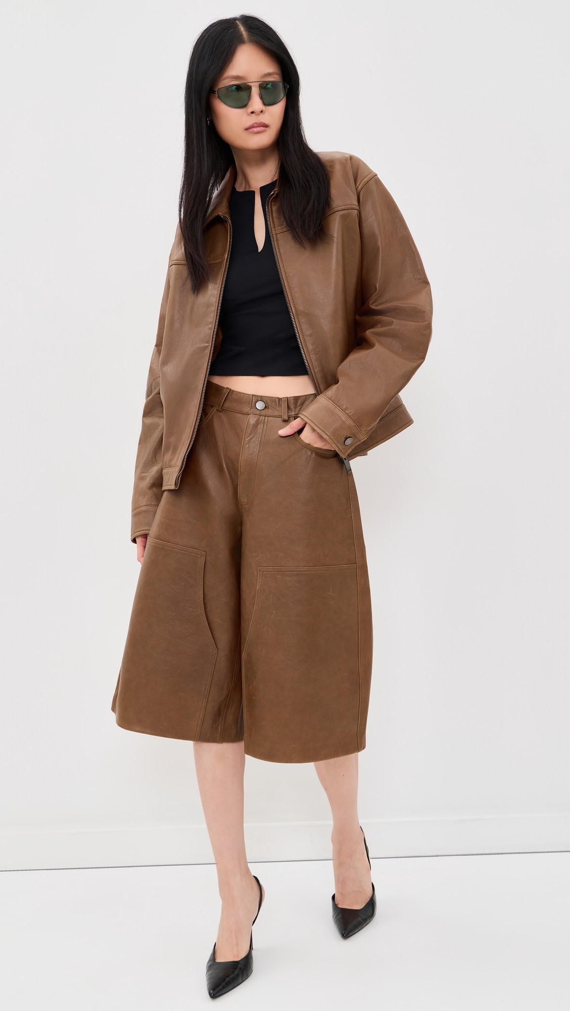 HAIKURE Legacy Silky Leather Shorts Tan 25 | Shopbop