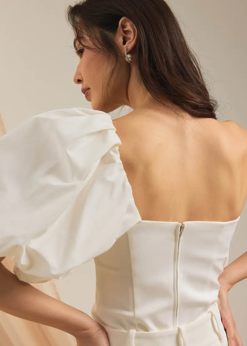 Padded Asymmetric Puff Sleeve Top | Love, Bonito USA