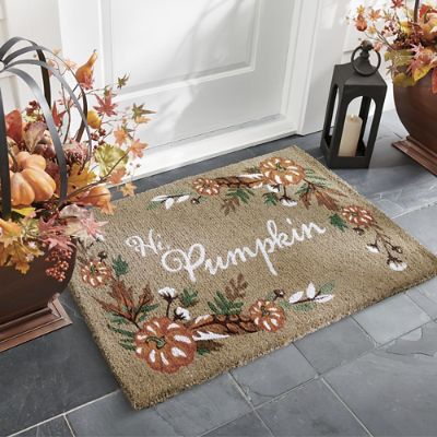 Hi Pumpkin Harvest Coir Door Mat | Grandin Road | Grandin Road